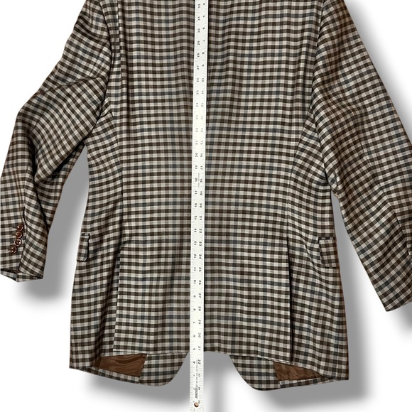 Vintage Georgetown Custom Dormeuil Blazer Mens Wool‎ 42R Taupe Brown navy check - Picture 15 of 16